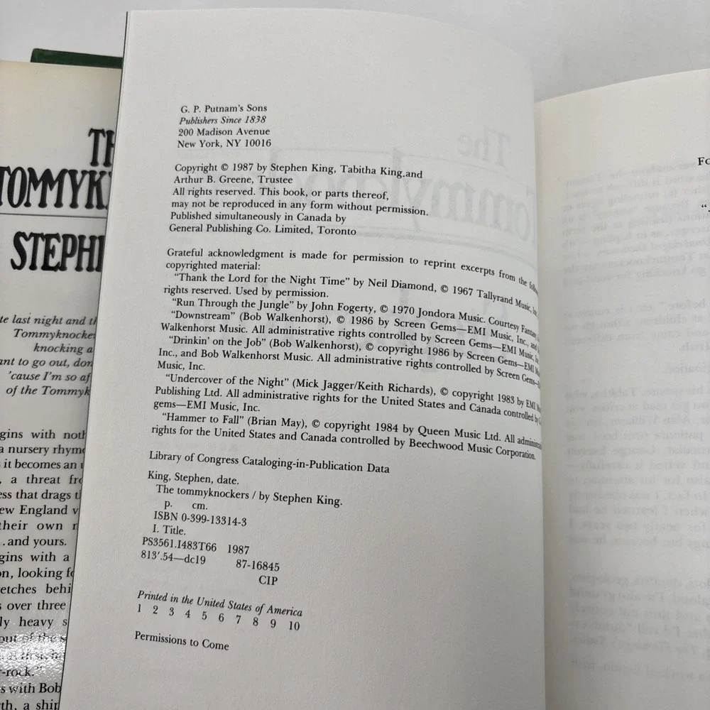 Stephen King The Tommyknockers First Edition 1st Print 1987 HCDJ Putnam Red Book